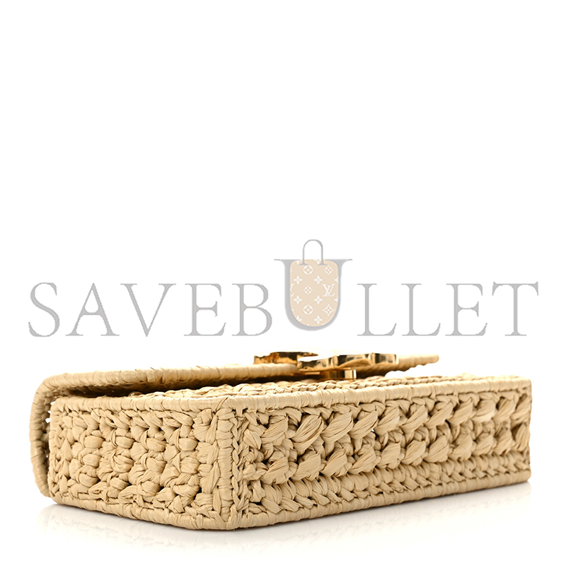 Ce**e raffia effect claude chain shoulder bag natural 112252etu-02vg (20.5*11.5*4cm)